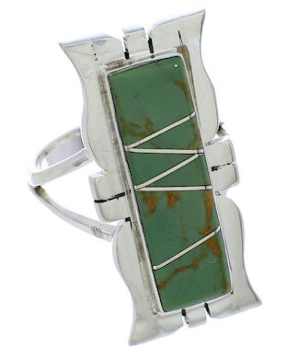Southwestern Turquoise Inlay Silver Ring Size 5 MX23552